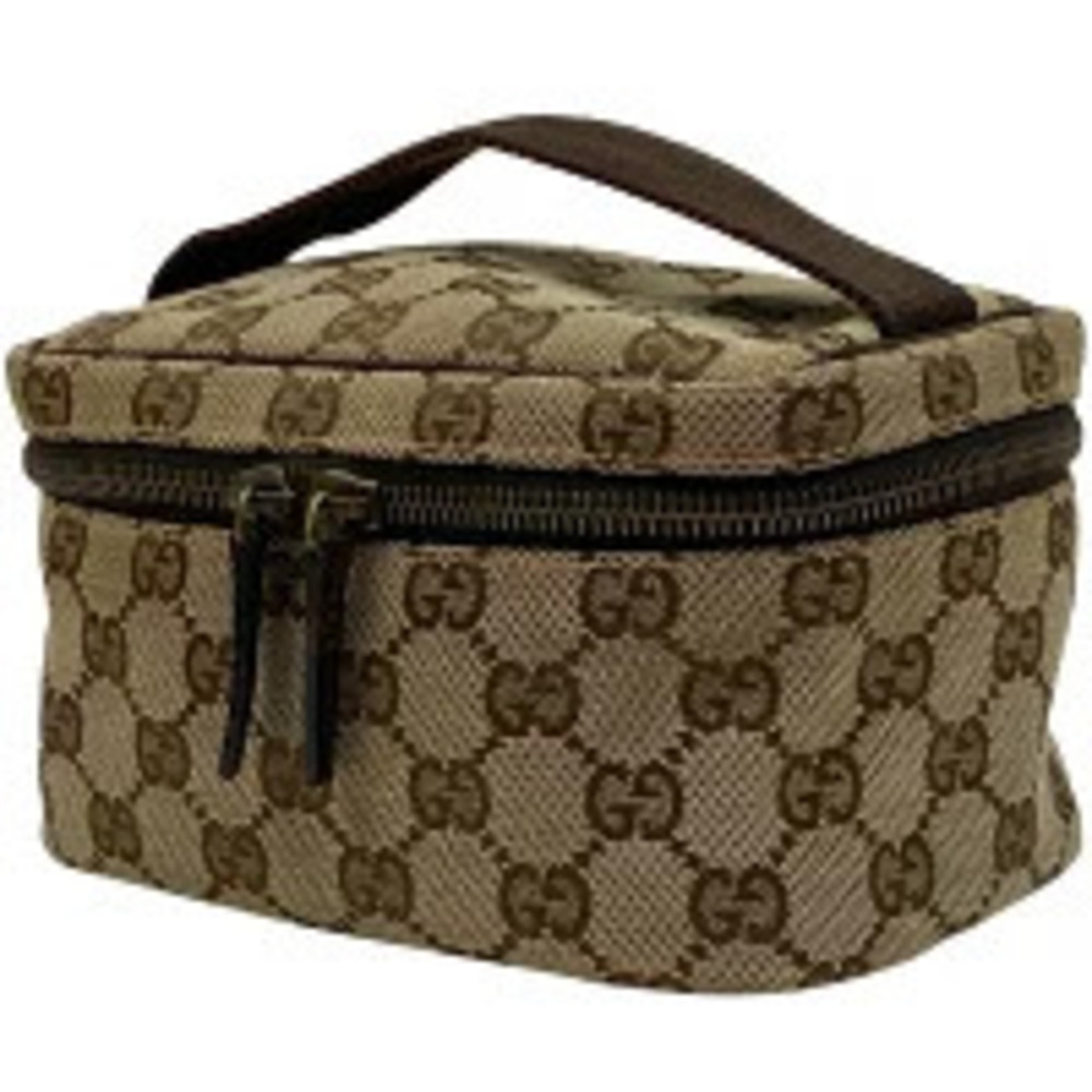 Gucci GG vanity bag makeup Clutch handbag cosmetic canvas brown